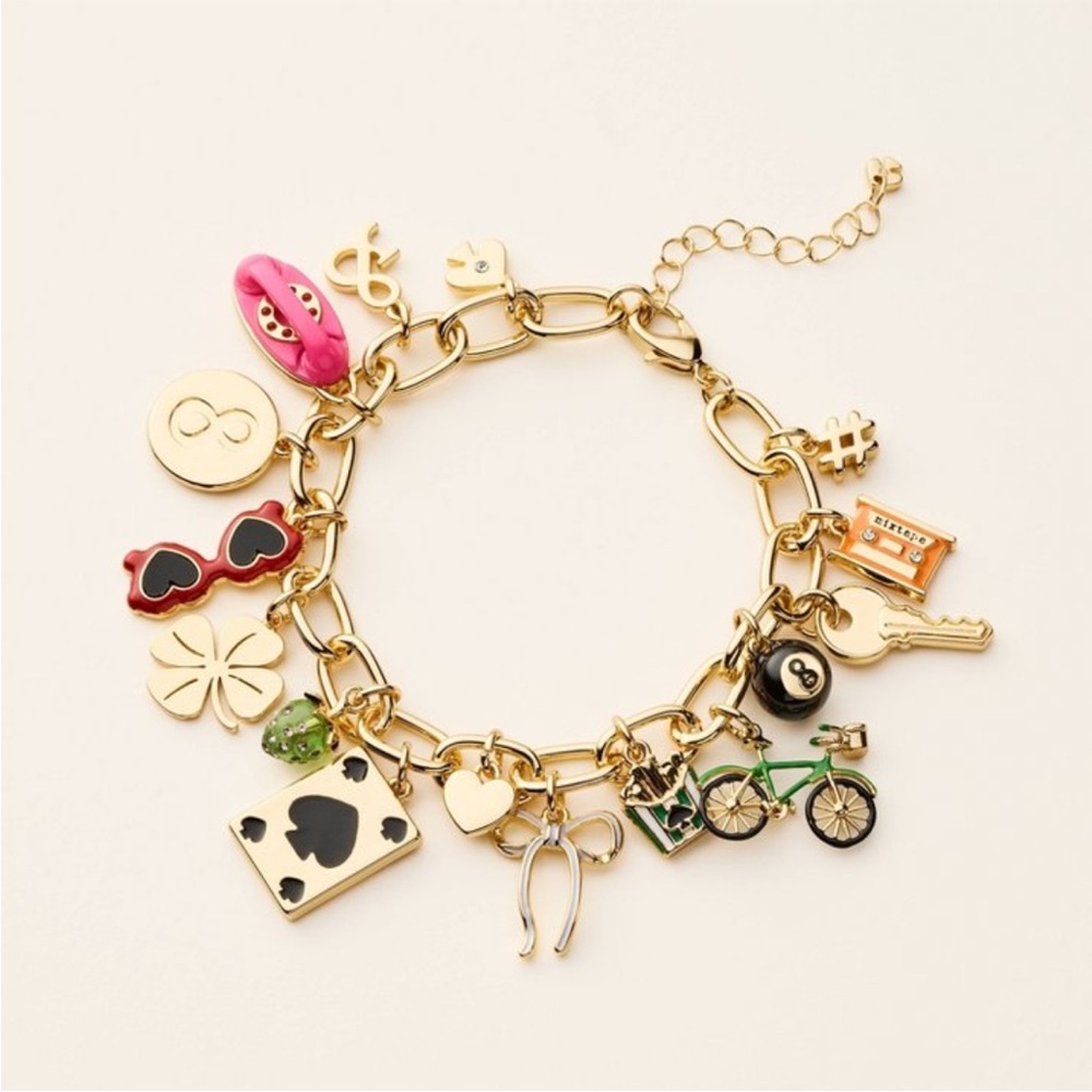 Kate Spade Gold Charm Bracelet with Multicolor Accents